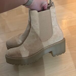 Madden Girl Cream Ankle Booties with Chunky Sole